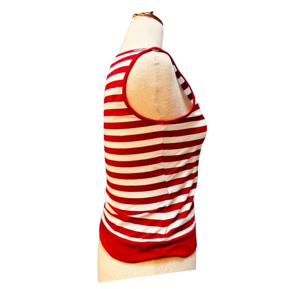 I.N.C. Red & White Striped Wrap Sleeveless Top w/ Side Bow | Size M - Picture 3 of 10
